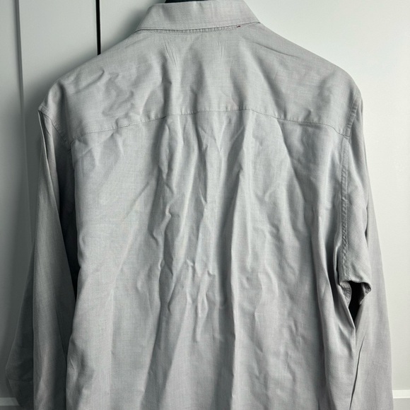Alfani Men's Fitted Dress Shirt Button Front Button Up Gray Size Large 16 - Picture 4 of 8